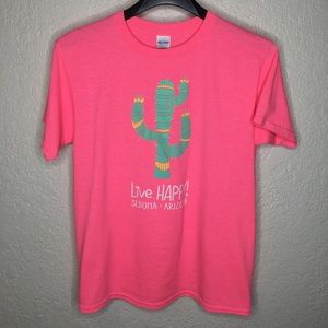 Southwest Cactus Arizona Graphic Tee L Neon Pink
